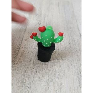 Rubber cactus heart keychain toy figure plant